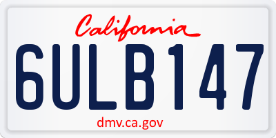 CA license plate 6ULB147