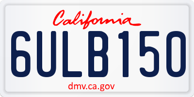 CA license plate 6ULB150