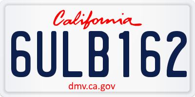 CA license plate 6ULB162