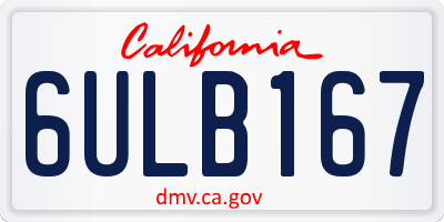 CA license plate 6ULB167