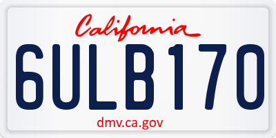CA license plate 6ULB170
