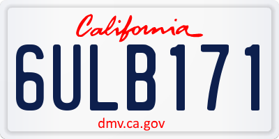 CA license plate 6ULB171