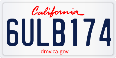 CA license plate 6ULB174