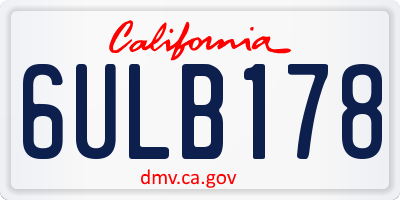 CA license plate 6ULB178