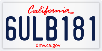 CA license plate 6ULB181