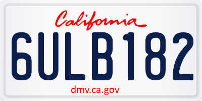 CA license plate 6ULB182