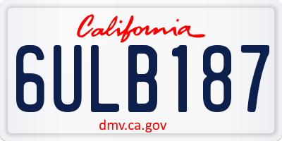 CA license plate 6ULB187