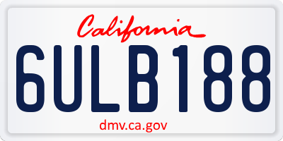 CA license plate 6ULB188
