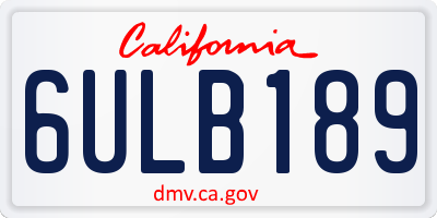 CA license plate 6ULB189
