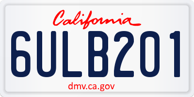 CA license plate 6ULB201