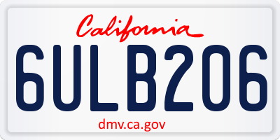 CA license plate 6ULB206
