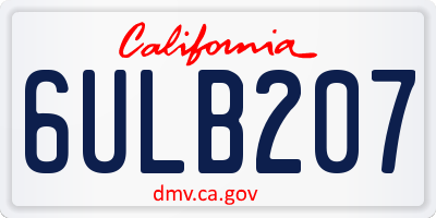 CA license plate 6ULB207