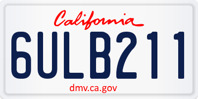 CA license plate 6ULB211