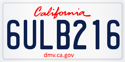 CA license plate 6ULB216