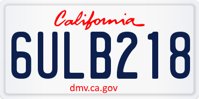 CA license plate 6ULB218