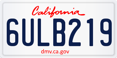 CA license plate 6ULB219