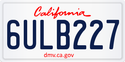 CA license plate 6ULB227