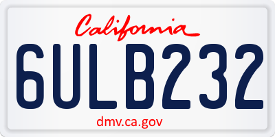 CA license plate 6ULB232