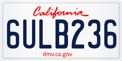 CA license plate 6ULB236