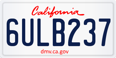 CA license plate 6ULB237