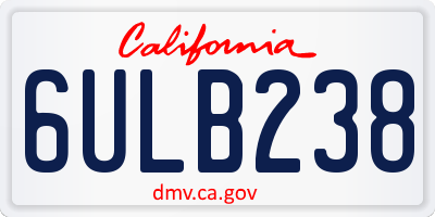 CA license plate 6ULB238