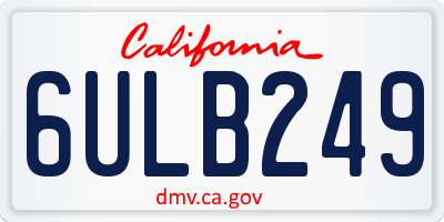 CA license plate 6ULB249