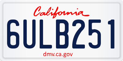 CA license plate 6ULB251