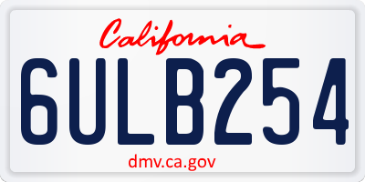 CA license plate 6ULB254