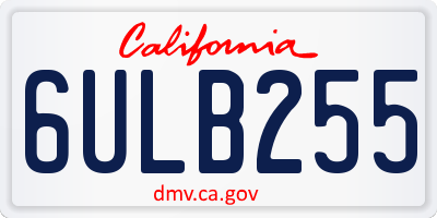 CA license plate 6ULB255