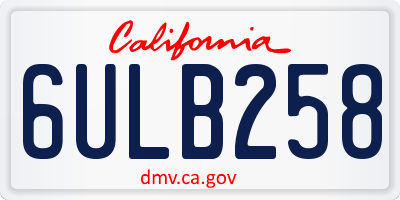 CA license plate 6ULB258
