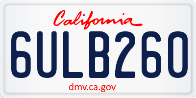 CA license plate 6ULB260