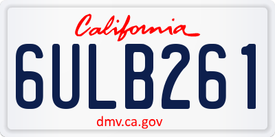 CA license plate 6ULB261