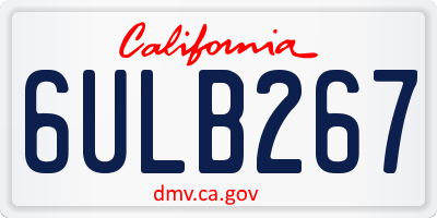 CA license plate 6ULB267