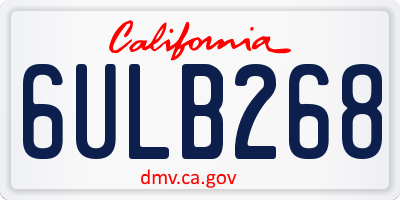 CA license plate 6ULB268