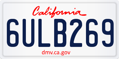 CA license plate 6ULB269