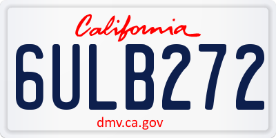 CA license plate 6ULB272