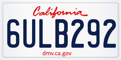 CA license plate 6ULB292