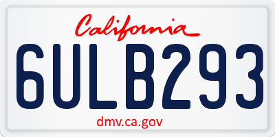 CA license plate 6ULB293