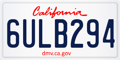 CA license plate 6ULB294