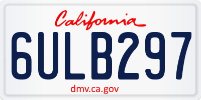 CA license plate 6ULB297