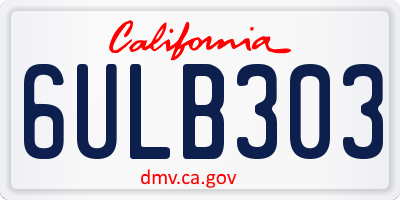 CA license plate 6ULB303