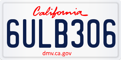 CA license plate 6ULB306