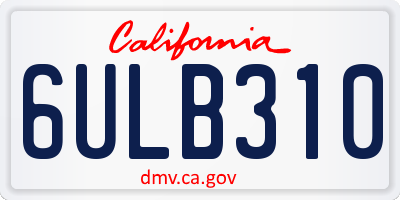CA license plate 6ULB310