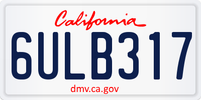 CA license plate 6ULB317