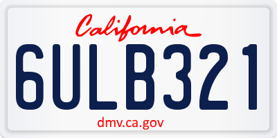 CA license plate 6ULB321