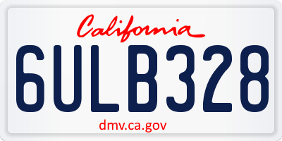 CA license plate 6ULB328