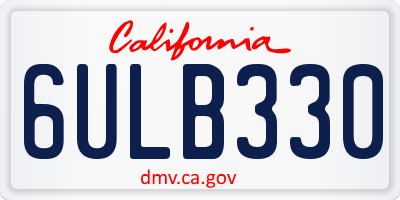 CA license plate 6ULB330