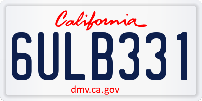 CA license plate 6ULB331