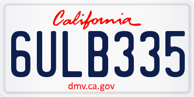 CA license plate 6ULB335