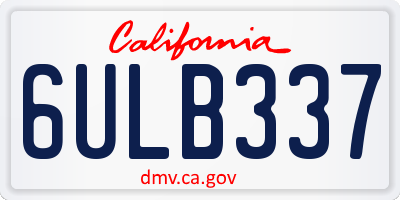 CA license plate 6ULB337